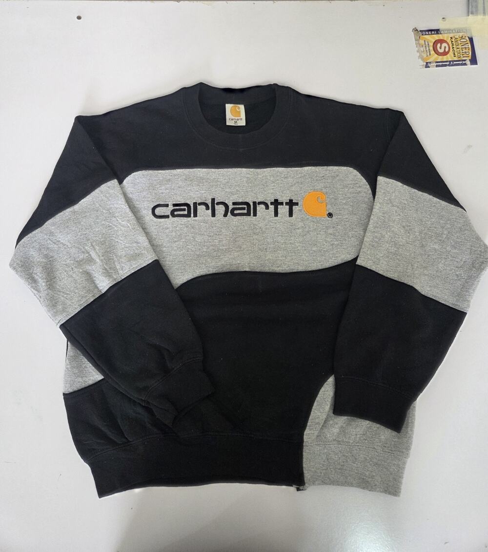 Vintage Carhartt Reworked Sweatshirt – Unique Upcycled Paneled Jumper – Size M
